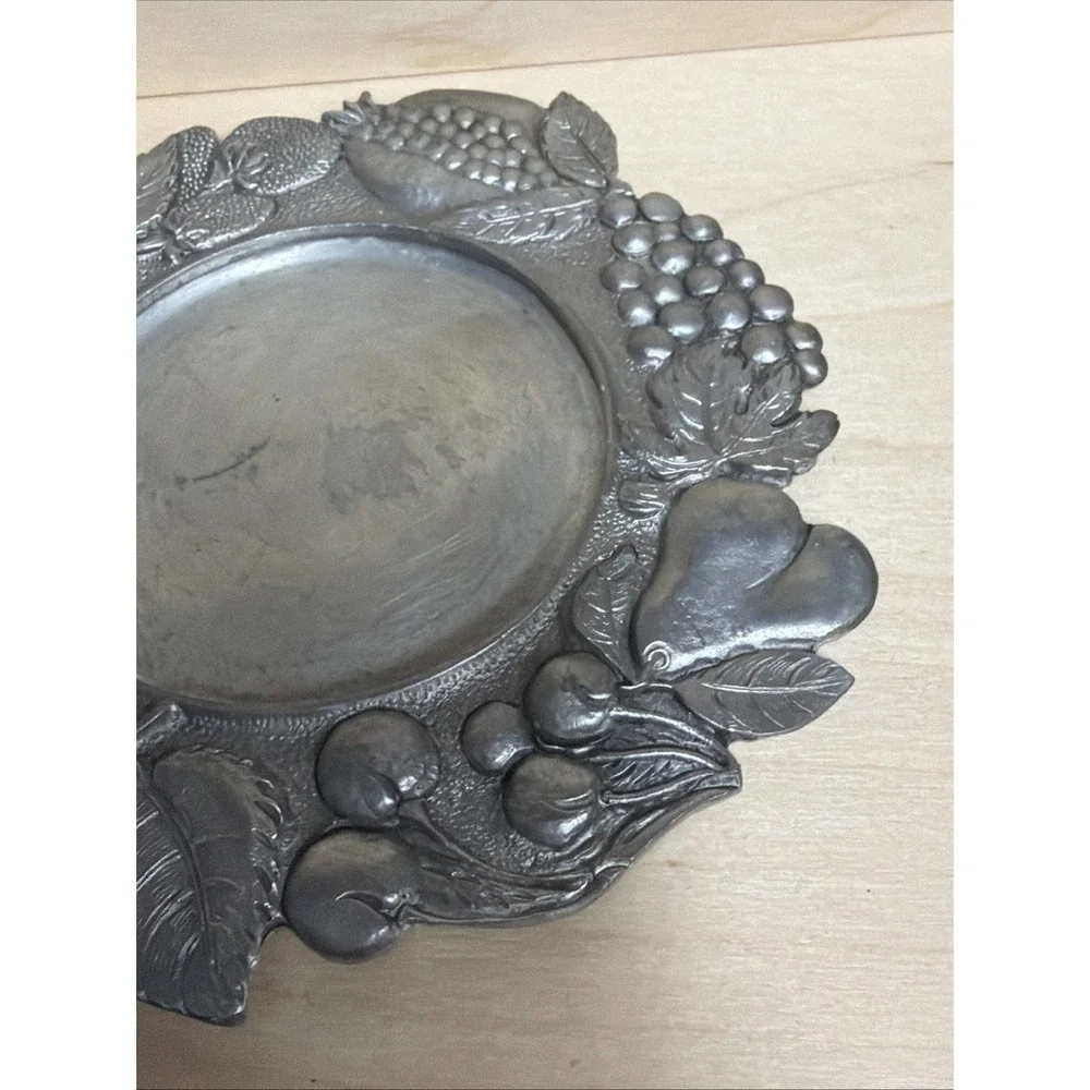 Fruit Pewter‎ Wine Coaster Plate Candle Holder Italy